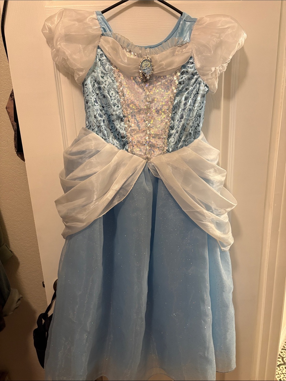 Disney Princess Cinderella light blue  Sequin Gown with White Organza Accents